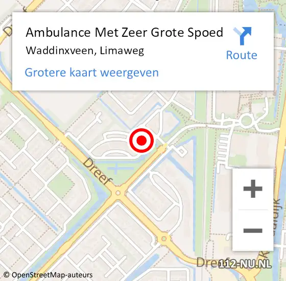 Locatie op kaart van de 112 melding: Ambulance Met Zeer Grote Spoed Naar Waddinxveen, Limaweg op 12 november 2024 09:47