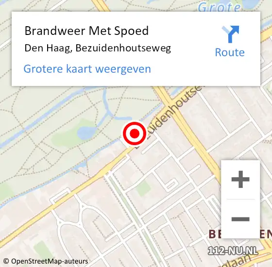 Locatie op kaart van de 112 melding: Brandweer Met Spoed Naar Den Haag, Bezuidenhoutseweg op 12 november 2024 10:11