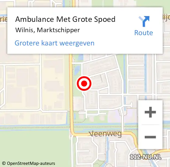 Locatie op kaart van de 112 melding: Ambulance Met Grote Spoed Naar Wilnis, Marktschipper op 12 november 2024 10:31