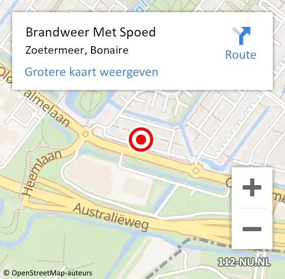 Locatie op kaart van de 112 melding: Brandweer Met Spoed Naar Zoetermeer, Bonaire op 12 november 2024 10:42