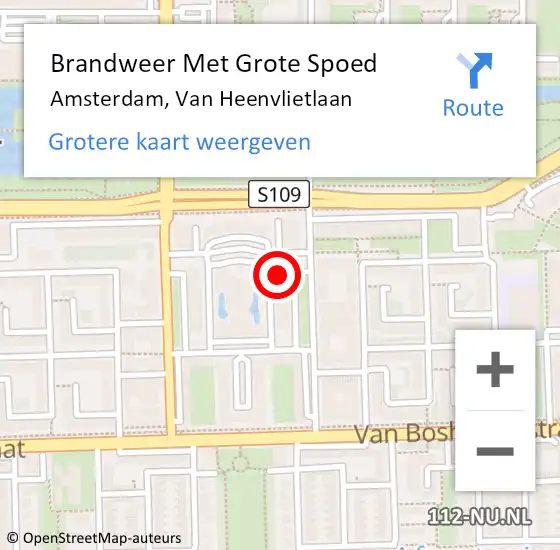 Locatie op kaart van de 112 melding: Brandweer Met Grote Spoed Naar Amsterdam, Van Heenvlietlaan op 12 november 2024 10:42