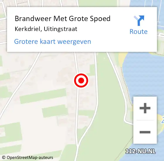 Locatie op kaart van de 112 melding: Brandweer Met Grote Spoed Naar Kerkdriel, Uitingstraat op 12 november 2024 10:43