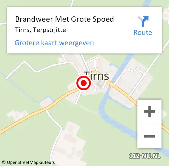 Locatie op kaart van de 112 melding: Brandweer Met Grote Spoed Naar Tirns, Terpstrjitte op 12 november 2024 10:50