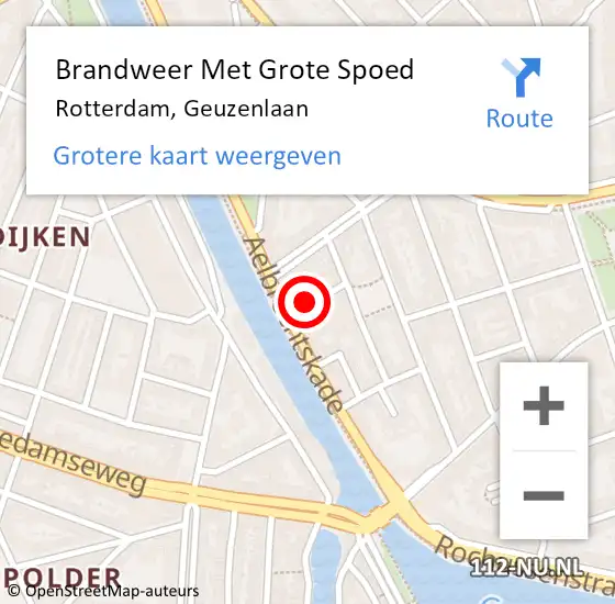 Locatie op kaart van de 112 melding: Brandweer Met Grote Spoed Naar Rotterdam, Geuzenlaan op 12 november 2024 10:53