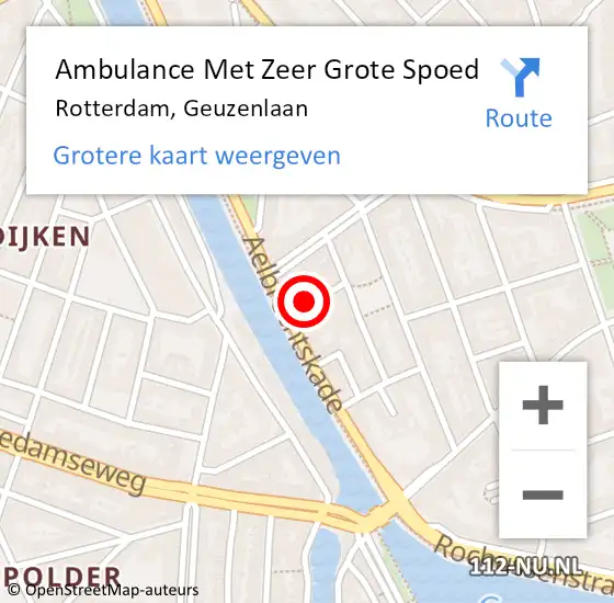 Locatie op kaart van de 112 melding: Ambulance Met Zeer Grote Spoed Naar Rotterdam, Geuzenlaan op 12 november 2024 10:53