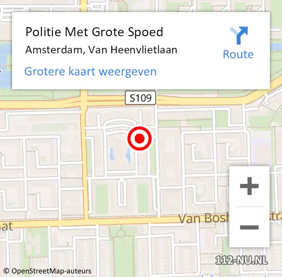 Locatie op kaart van de 112 melding: Politie Met Grote Spoed Naar Amsterdam, Van Heenvlietlaan op 12 november 2024 11:00