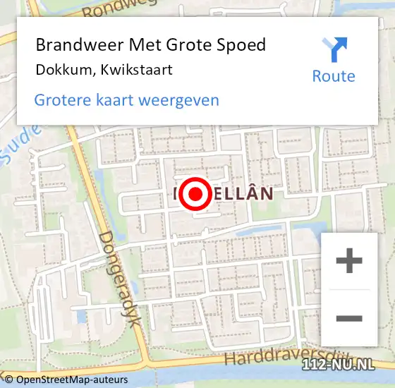 Locatie op kaart van de 112 melding: Brandweer Met Grote Spoed Naar Dokkum, Kwikstaart op 12 november 2024 11:13