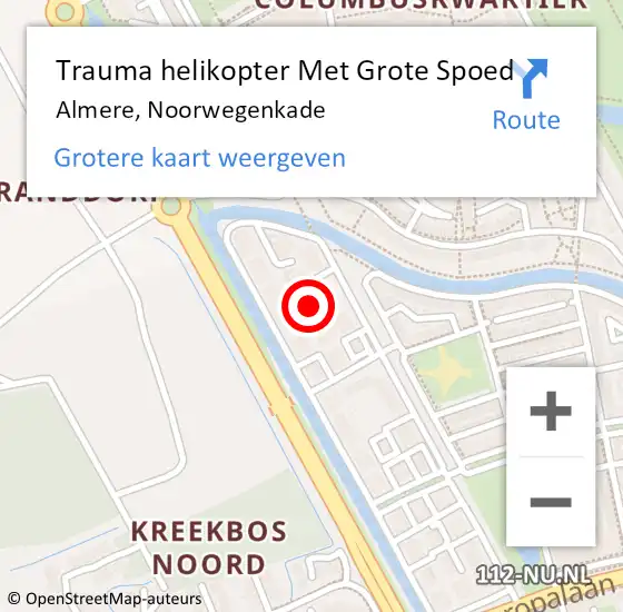 Locatie op kaart van de 112 melding: Trauma helikopter Met Grote Spoed Naar Almere, Noorwegenkade op 12 november 2024 11:35