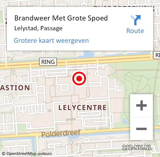 Locatie op kaart van de 112 melding: Brandweer Met Grote Spoed Naar Lelystad, Passage op 12 november 2024 11:43