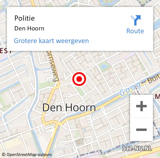 Locatie op kaart van de 112 melding: Politie Den Hoorn op 12 november 2024 12:01