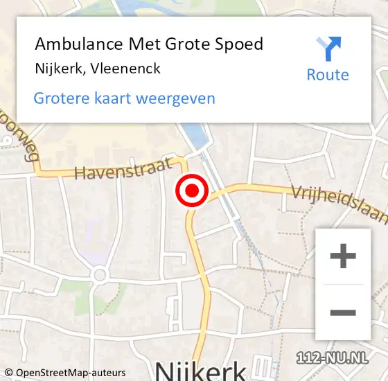 Locatie op kaart van de 112 melding: Ambulance Met Grote Spoed Naar Nijkerk, Vleenenck op 26 oktober 2014 18:11