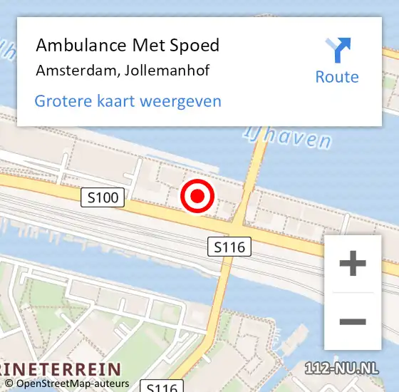 Locatie op kaart van de 112 melding: Ambulance Met Spoed Naar Amsterdam, Jollemanhof op 12 november 2024 12:31