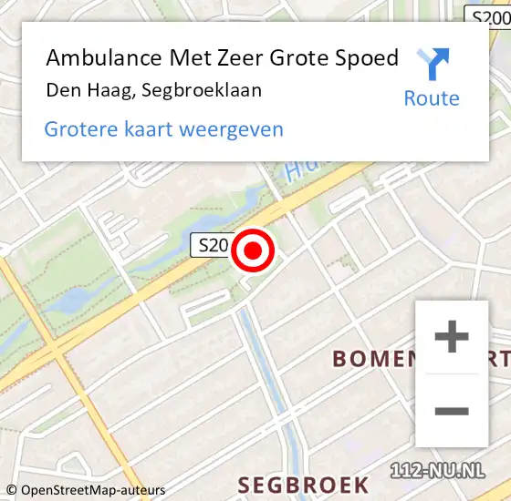 Locatie op kaart van de 112 melding: Ambulance Met Zeer Grote Spoed Naar Den Haag, Segbroeklaan op 12 november 2024 12:44