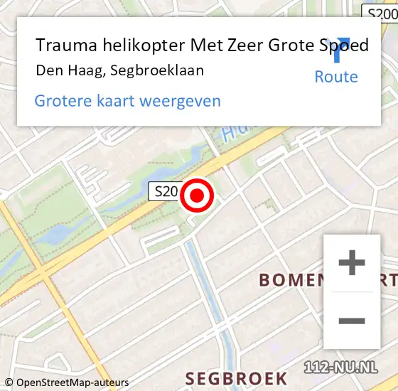 Locatie op kaart van de 112 melding: Trauma helikopter Met Zeer Grote Spoed Naar Den Haag, Segbroeklaan op 12 november 2024 12:45