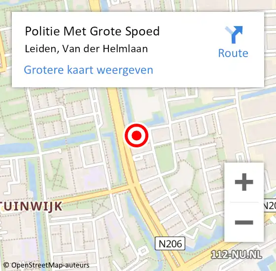 Locatie op kaart van de 112 melding: Politie Met Grote Spoed Naar Leiden, Van der Helmlaan op 12 november 2024 12:59