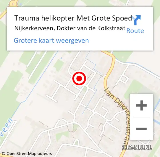 Locatie op kaart van de 112 melding: Trauma helikopter Met Grote Spoed Naar Nijkerkerveen, Dokter van de Kolkstraat op 12 november 2024 13:03