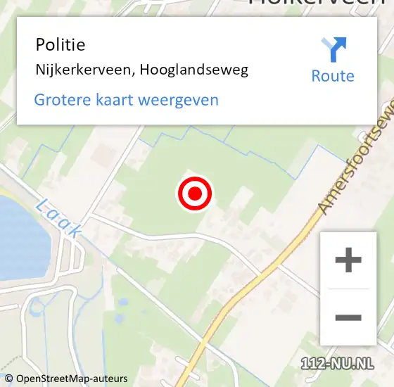 Locatie op kaart van de 112 melding: Politie Nijkerkerveen, Hooglandseweg op 12 november 2024 14:14