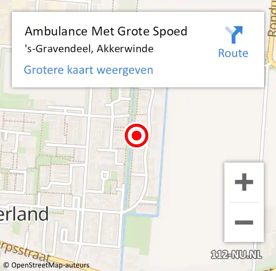 Locatie op kaart van de 112 melding: Ambulance Met Grote Spoed Naar Zuid-Beijerland, Akkerwinde op 12 november 2024 14:17