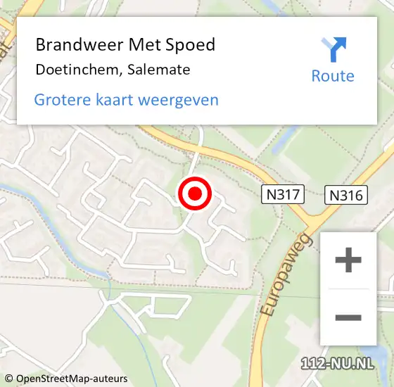 Locatie op kaart van de 112 melding: Brandweer Met Spoed Naar Doetinchem, Salemate op 12 november 2024 14:20