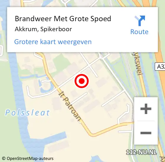 Locatie op kaart van de 112 melding: Brandweer Met Grote Spoed Naar Akkrum, Spikerboor op 12 november 2024 14:30