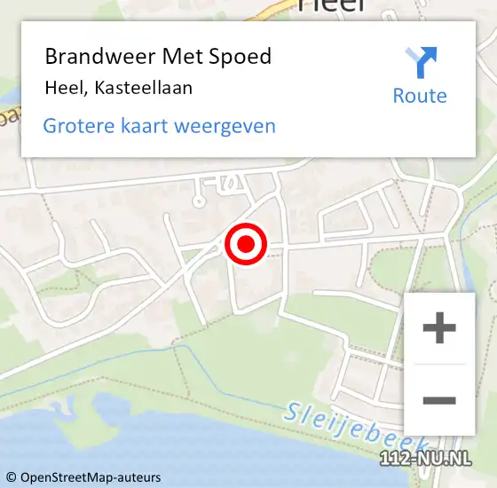 Locatie op kaart van de 112 melding: Brandweer Met Spoed Naar Heel, Kasteellaan op 12 november 2024 14:38