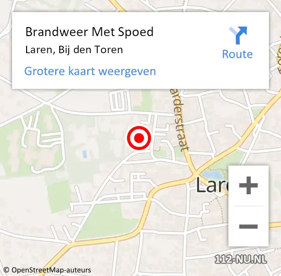 Locatie op kaart van de 112 melding: Brandweer Met Spoed Naar Laren, Bij den Toren op 12 november 2024 14:44