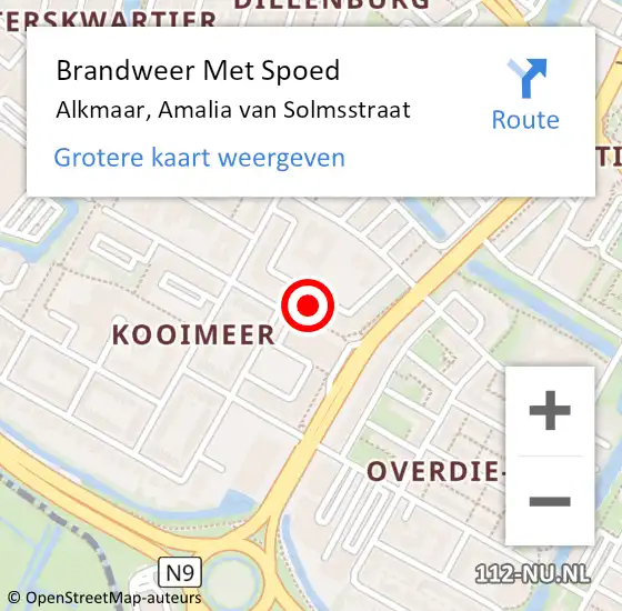 Locatie op kaart van de 112 melding: Brandweer Met Spoed Naar Alkmaar, Amalia van Solmsstraat op 12 november 2024 14:55