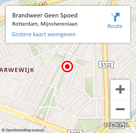 Locatie op kaart van de 112 melding: Brandweer Geen Spoed Naar Rotterdam, Mijnsherenlaan op 12 november 2024 14:58