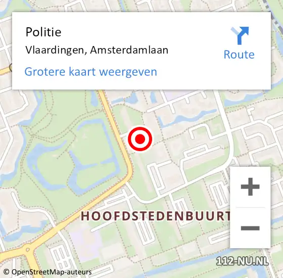 Locatie op kaart van de 112 melding: Politie Vlaardingen, Amsterdamlaan op 12 november 2024 14:59