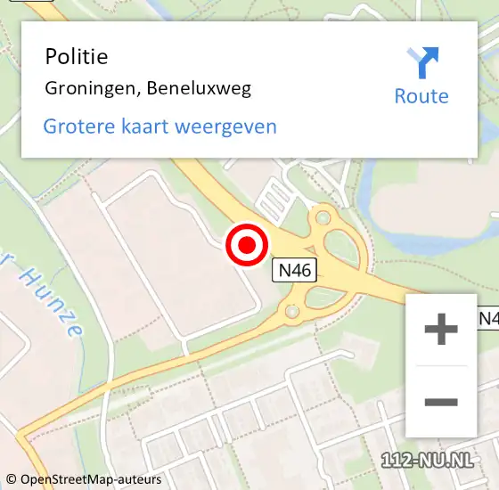 Locatie op kaart van de 112 melding: Politie Groningen, Beneluxweg op 12 november 2024 16:00