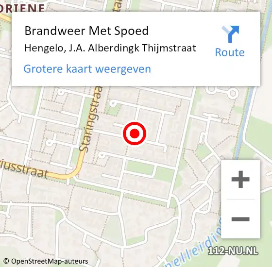 Locatie op kaart van de 112 melding: Brandweer Met Spoed Naar Hengelo, J.A. Alberdingk Thijmstraat op 12 november 2024 16:14