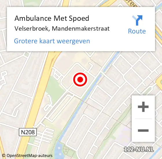 Locatie op kaart van de 112 melding: Ambulance Met Spoed Naar Velserbroek, Mandenmakerstraat op 12 november 2024 16:21