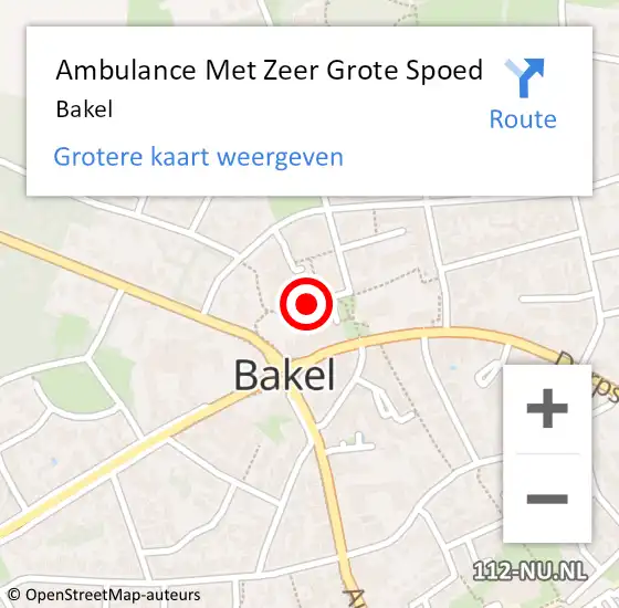 Locatie op kaart van de 112 melding: Ambulance Met Zeer Grote Spoed Naar Bakel op 12 november 2024 16:22