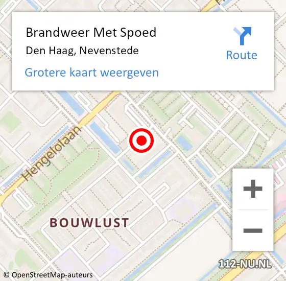 Locatie op kaart van de 112 melding: Brandweer Met Spoed Naar Den Haag, Nevenstede op 12 november 2024 16:24