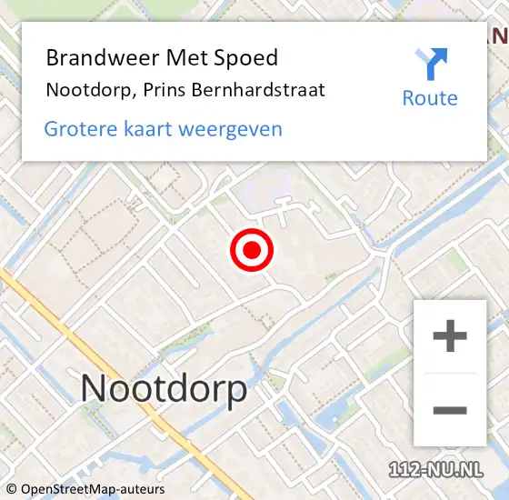 Locatie op kaart van de 112 melding: Brandweer Met Spoed Naar Nootdorp, Prins Bernhardstraat op 12 november 2024 17:13