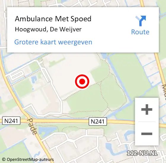 Locatie op kaart van de 112 melding: Ambulance Met Spoed Naar Hoogwoud, De Weijver op 12 november 2024 17:23