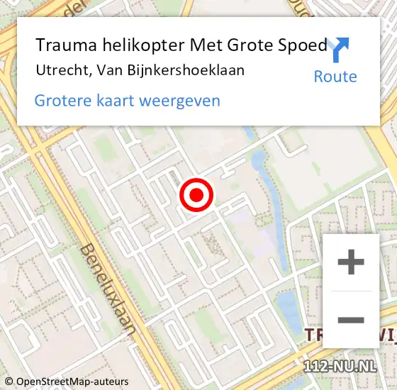 Locatie op kaart van de 112 melding: Trauma helikopter Met Grote Spoed Naar Utrecht, Van Bijnkershoeklaan op 12 november 2024 17:29