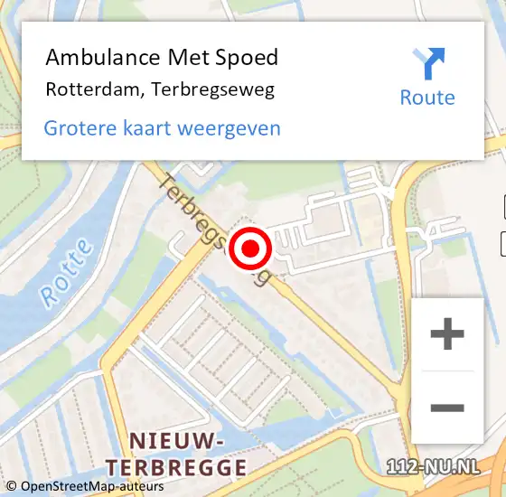 Locatie op kaart van de 112 melding: Ambulance Met Spoed Naar Rotterdam, Terbregseweg op 12 november 2024 17:35