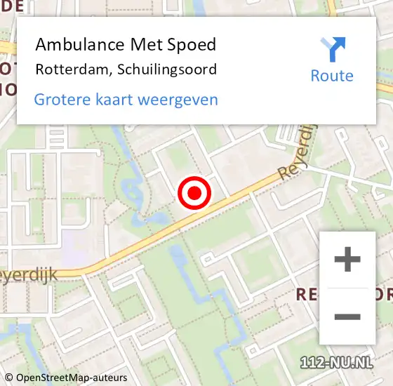 Locatie op kaart van de 112 melding: Ambulance Met Spoed Naar Rotterdam, Schuilingsoord op 12 november 2024 17:45