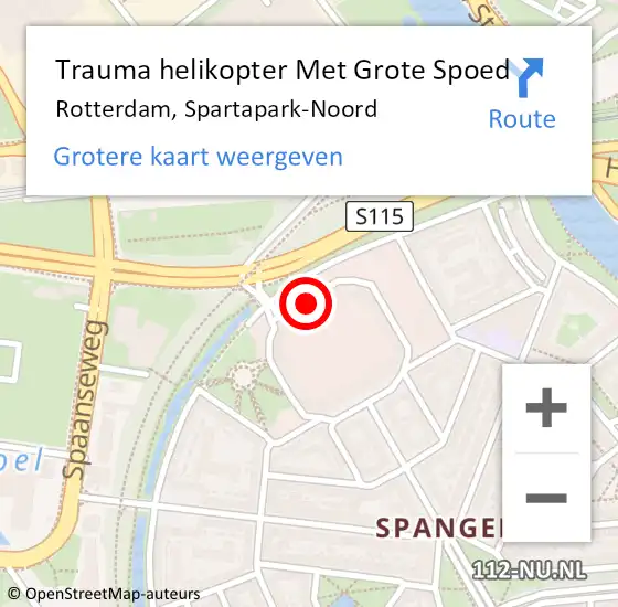 Locatie op kaart van de 112 melding: Trauma helikopter Met Grote Spoed Naar Rotterdam, Spartapark-Noord op 12 november 2024 17:47