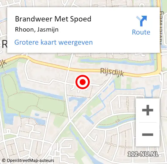 Locatie op kaart van de 112 melding: Brandweer Met Spoed Naar Rhoon, Jasmijn op 12 november 2024 17:50