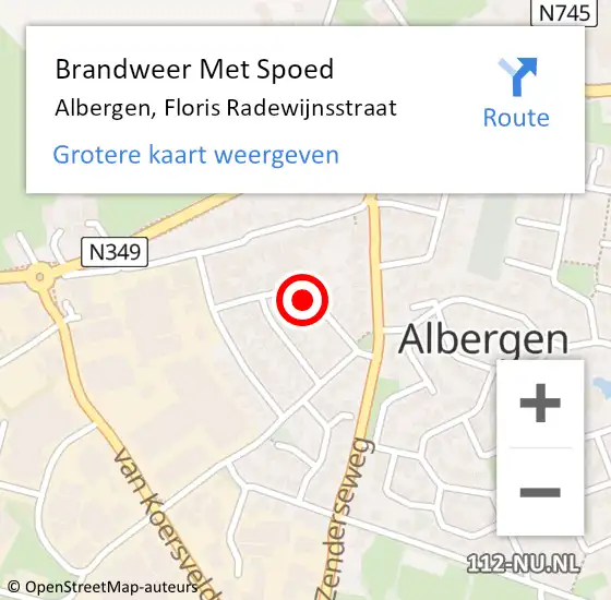 Locatie op kaart van de 112 melding: Brandweer Met Spoed Naar Albergen, Floris Radewijnsstraat op 12 november 2024 17:51