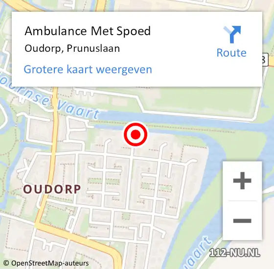 Locatie op kaart van de 112 melding: Ambulance Met Spoed Naar Oudorp, Prunuslaan op 18 oktober 2013 20:34