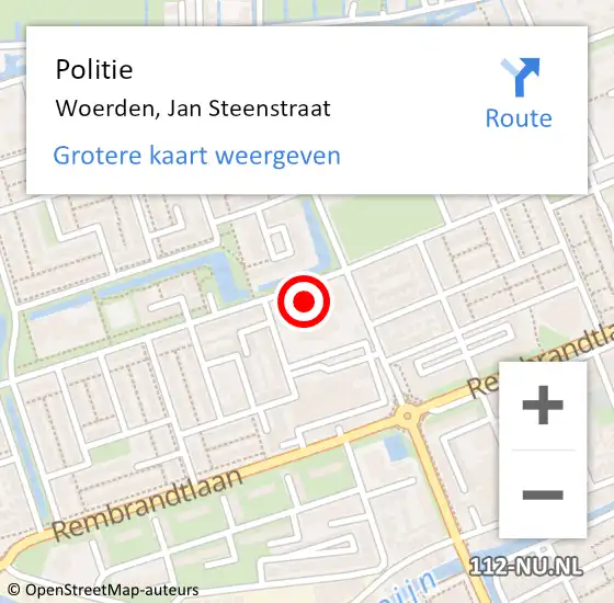 Locatie op kaart van de 112 melding: Politie Woerden, Jan Steenstraat op 12 november 2024 18:11