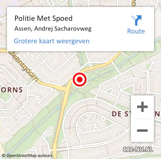 Locatie op kaart van de 112 melding: Politie Met Spoed Naar Assen, Andrej Sacharovweg op 12 november 2024 18:19