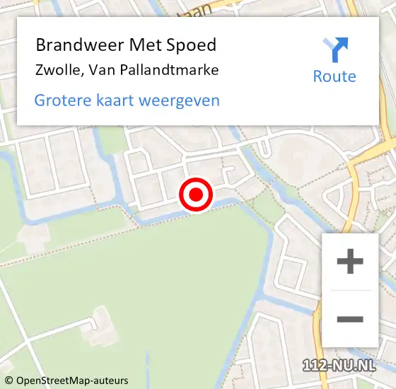 Locatie op kaart van de 112 melding: Brandweer Met Spoed Naar Zwolle, Van Pallandtmarke op 26 oktober 2014 19:11