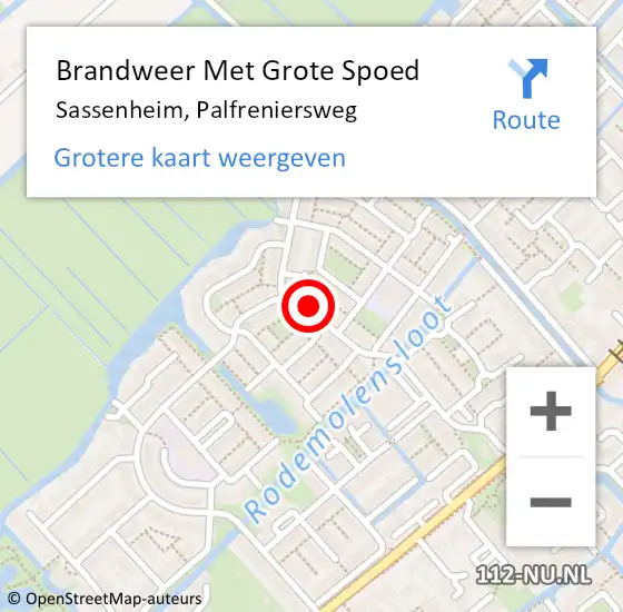 Locatie op kaart van de 112 melding: Brandweer Met Grote Spoed Naar Sassenheim, Palfreniersweg op 12 november 2024 18:42