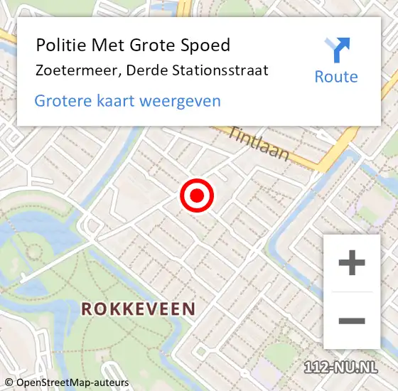 Locatie op kaart van de 112 melding: Politie Met Grote Spoed Naar Zoetermeer, Derde Stationsstraat op 12 november 2024 19:22