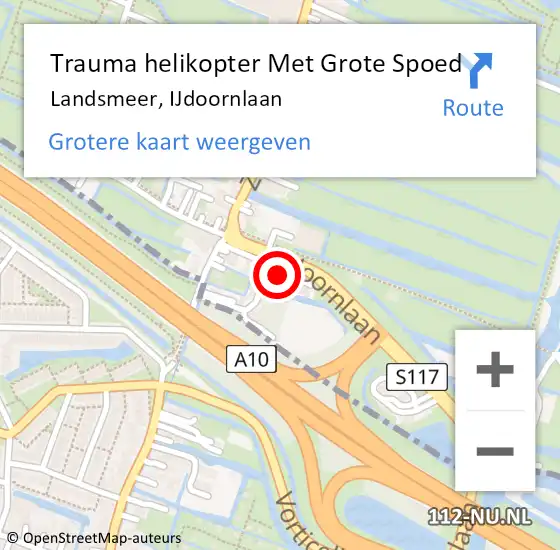 Locatie op kaart van de 112 melding: Trauma helikopter Met Grote Spoed Naar Landsmeer, IJdoornlaan op 12 november 2024 19:27