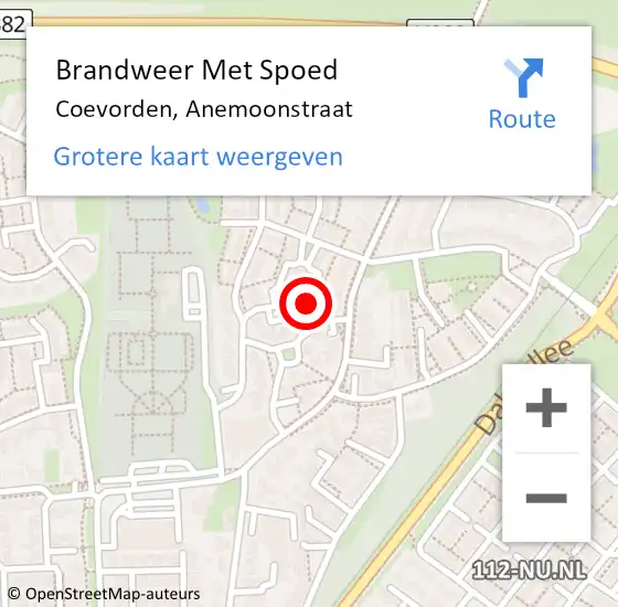 Locatie op kaart van de 112 melding: Brandweer Met Spoed Naar Coevorden, Anemoonstraat op 12 november 2024 19:27